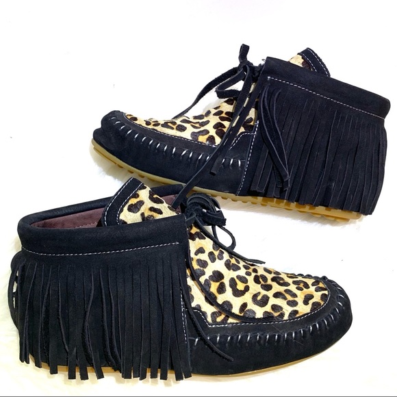 leopard moccasins with fringe